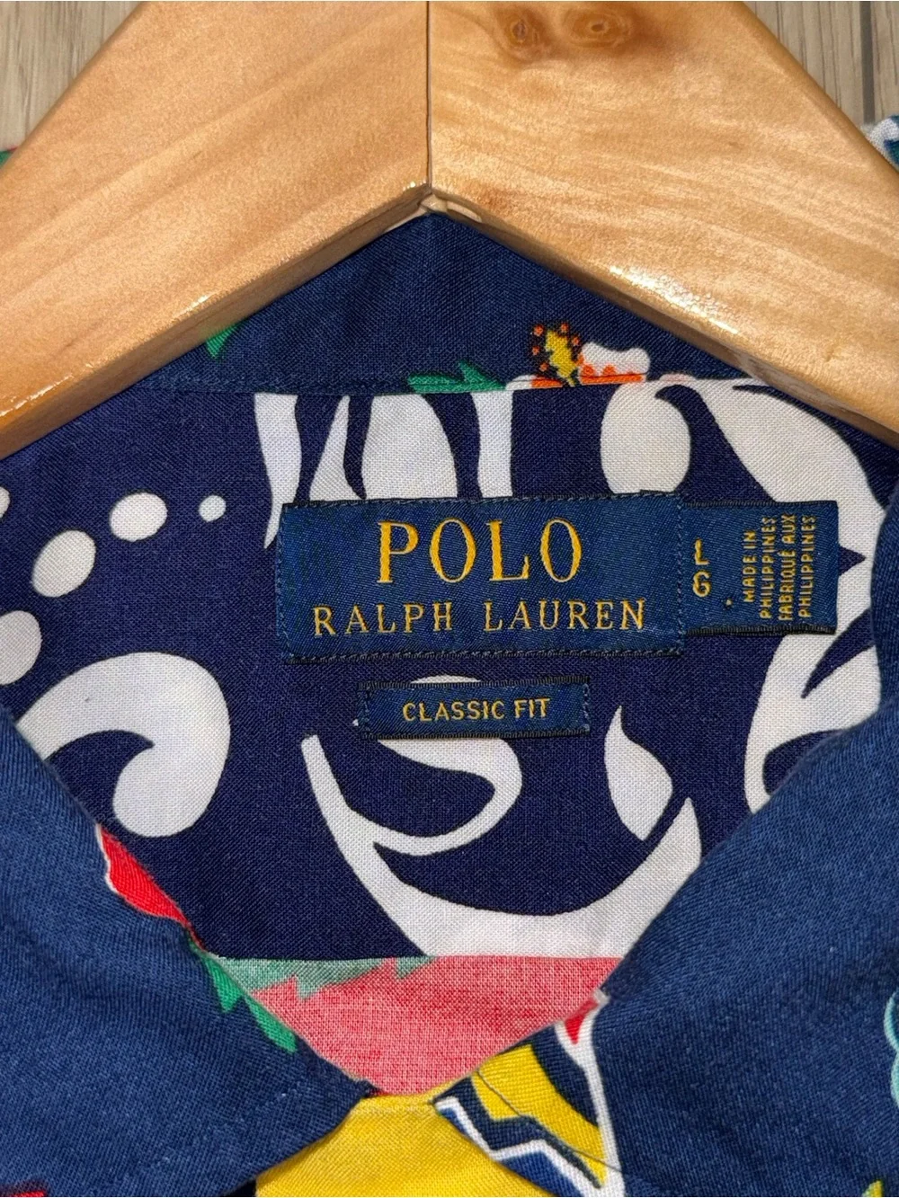 Polo Ralph Lauren Mens L Hawaiian Shirt 100% Viscose Tropical Floral Classic Fit